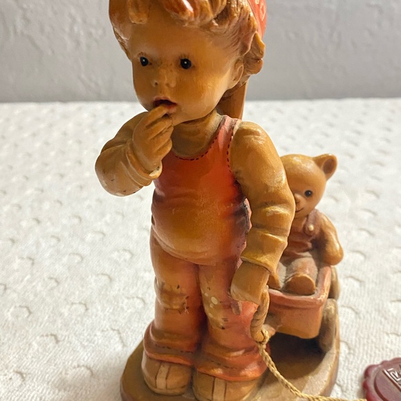 ANRI Sarah Kay  4" “Finding Our Way”Boy with a Wagon and a Teddy Bear - Picture 11 of 16